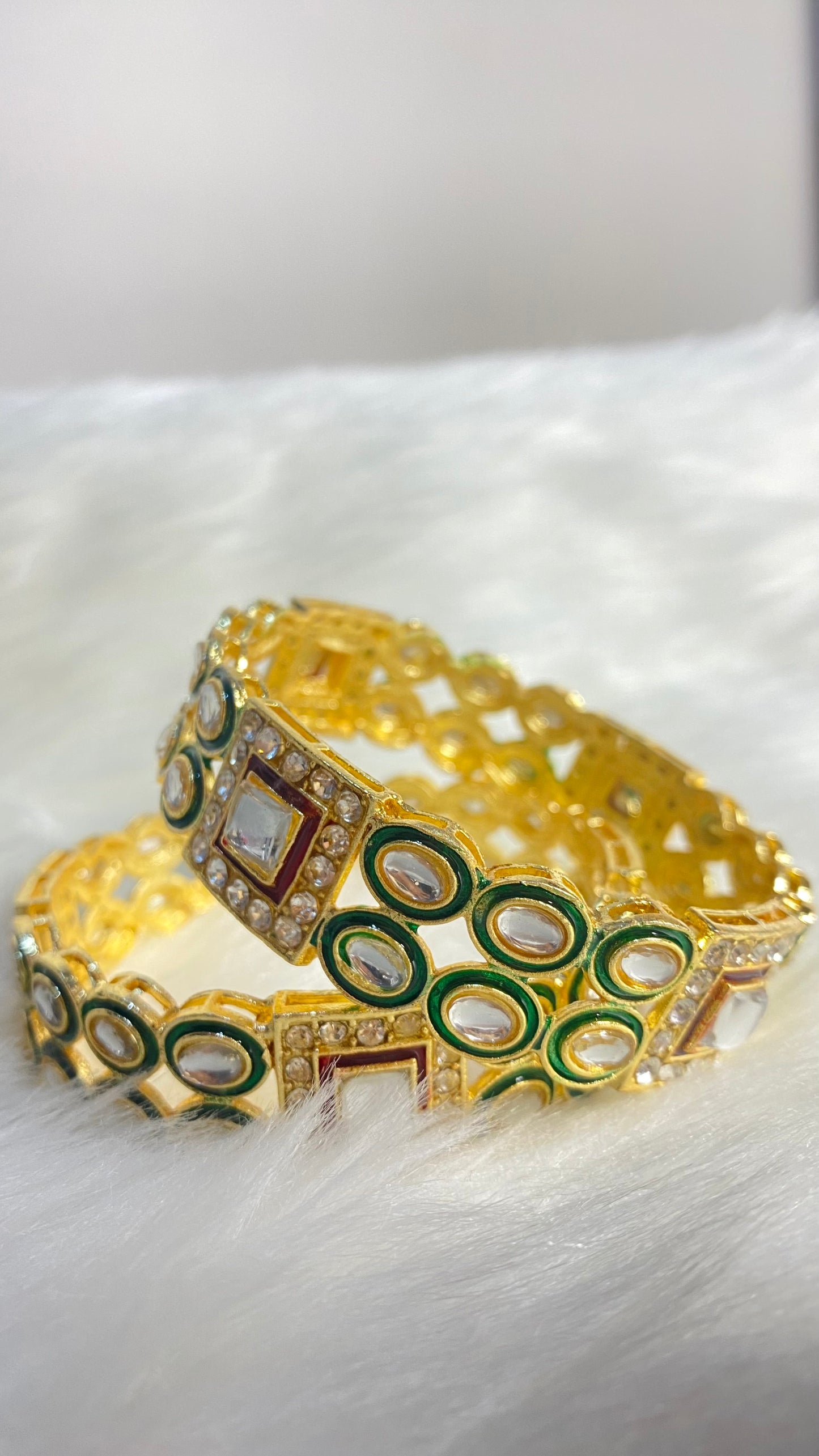 Green & Marron color stone Bangle