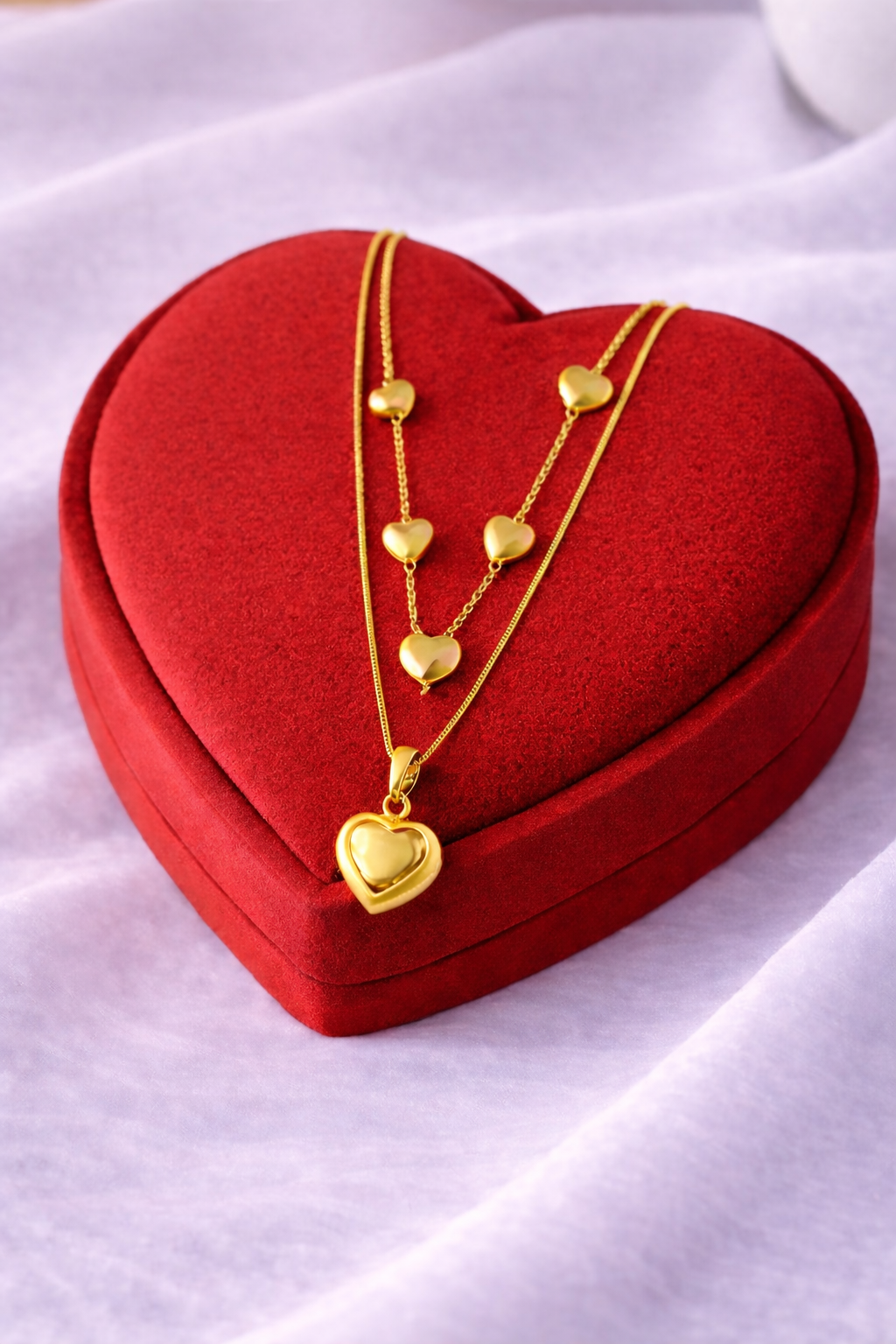 Charm Heart Love Double Layer Pendent