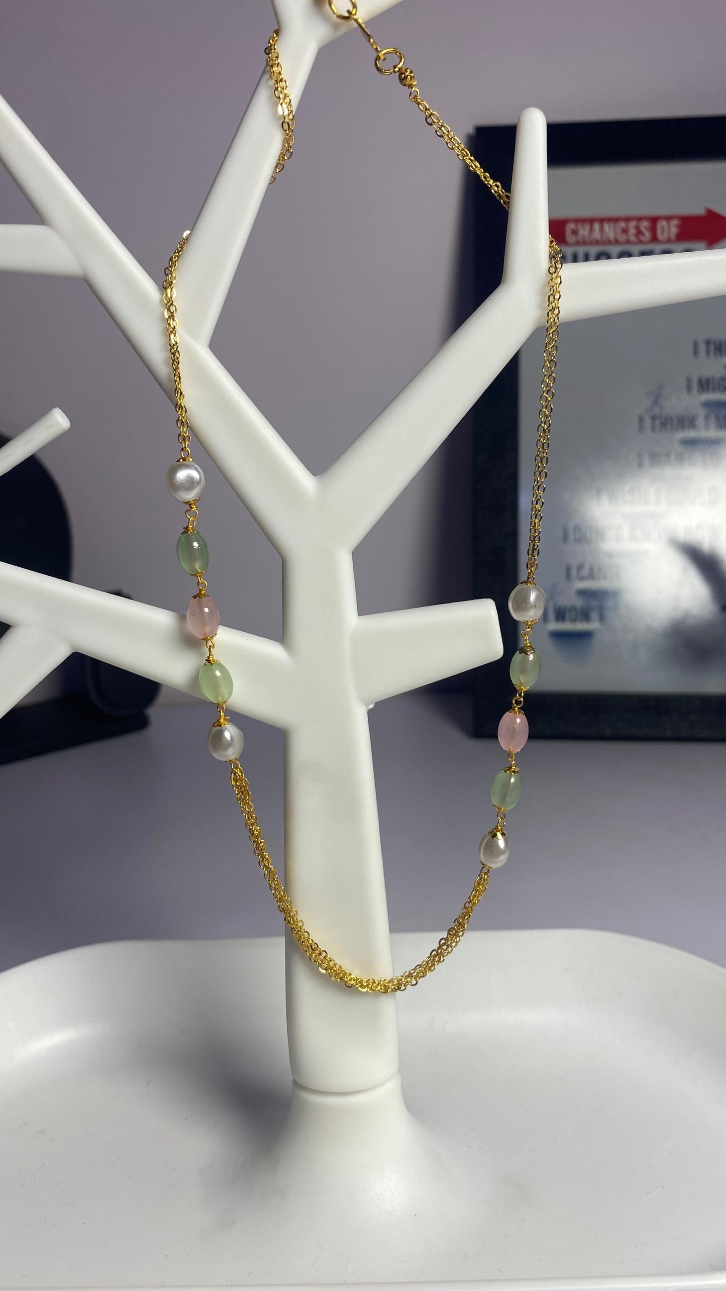 Pink and White Beads NeckChain
