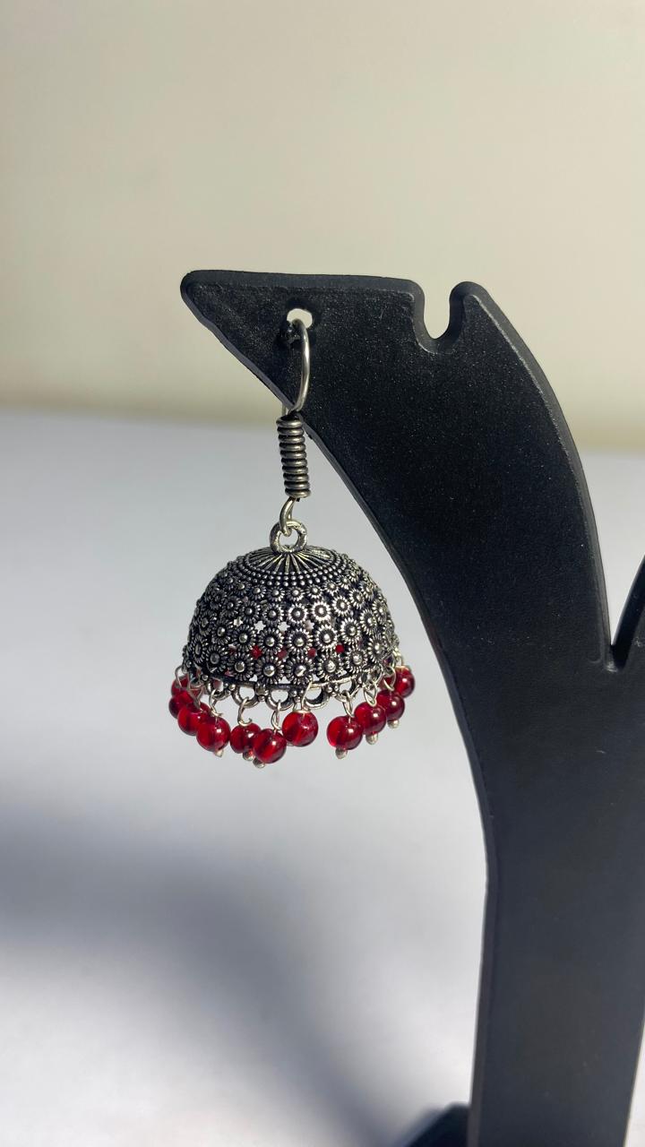 Red Oxidised Jhumka