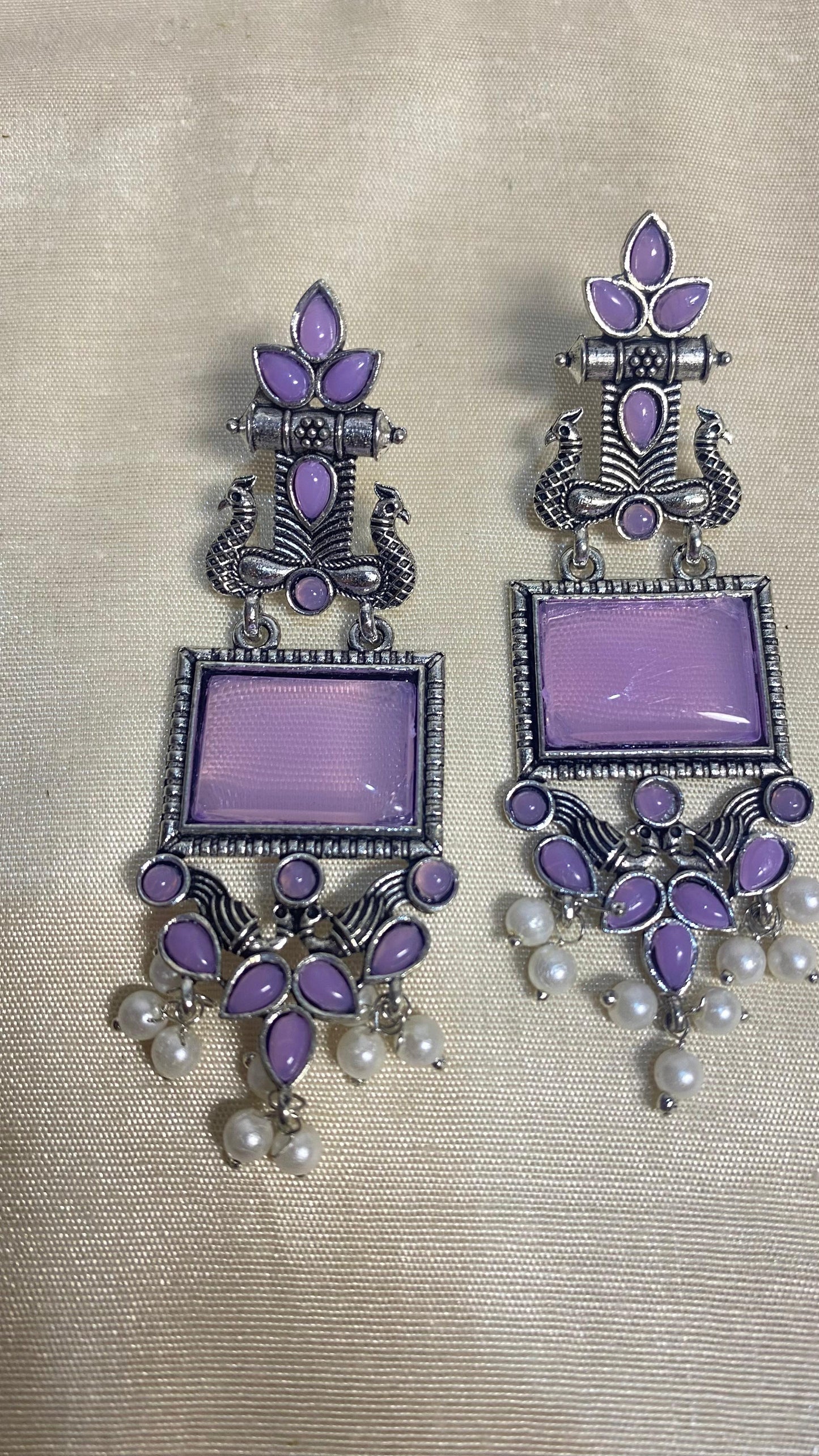 Purple Oxidised Earring