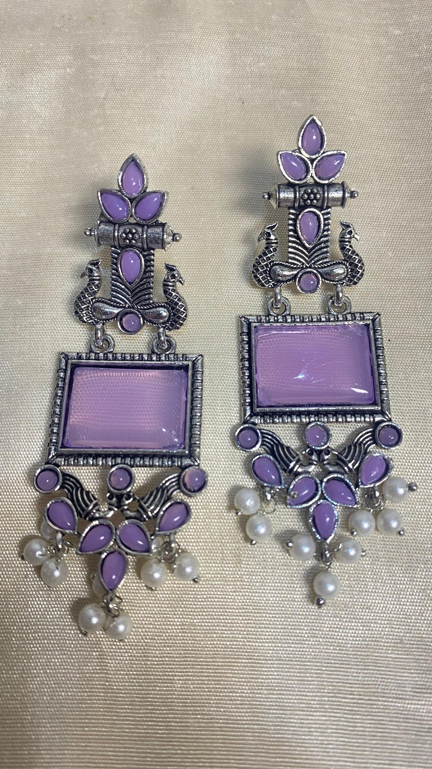 Purple Oxidised Earring
