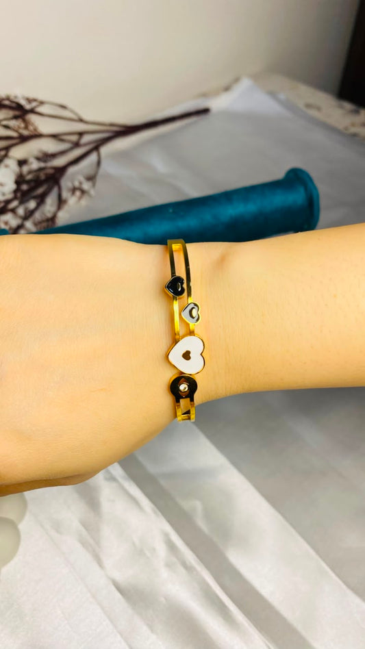 Black & White Heart Anti Tarnish Bracelet