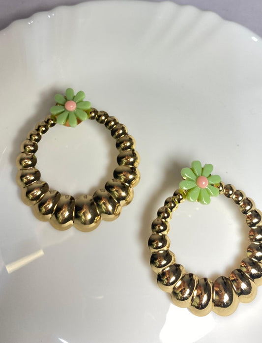 Floral Hoop Earrings