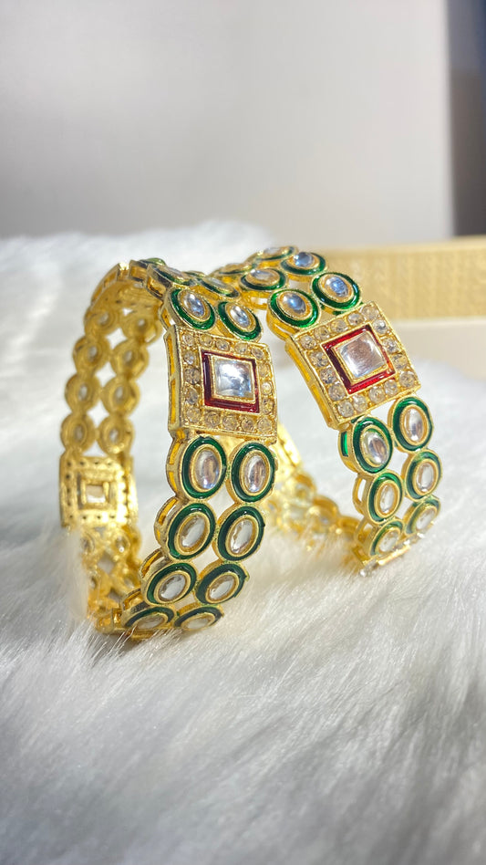 Green & Marron color stone Bangle