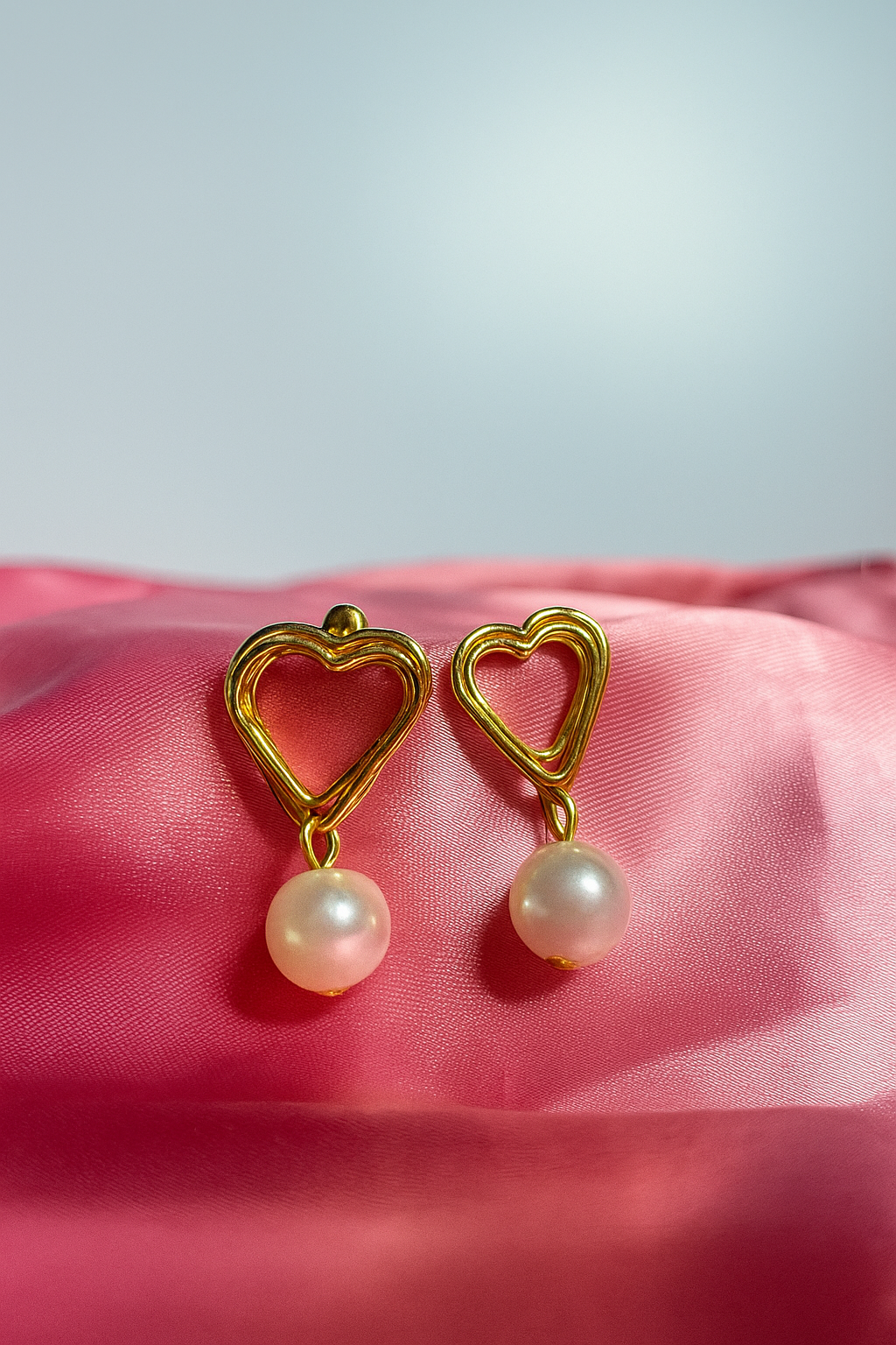 Pearl Charm Heart Earrings