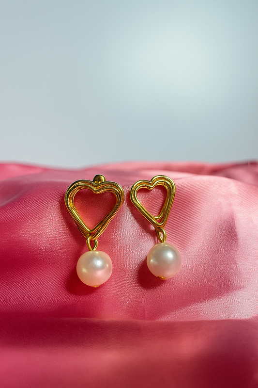 Pearl Charm Heart Earrings