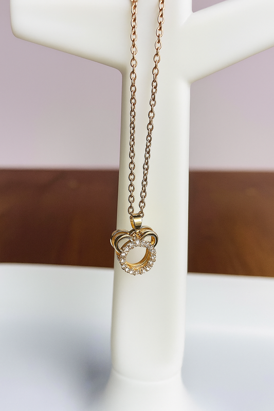 Crystal Loop Bow Pendant Necklace