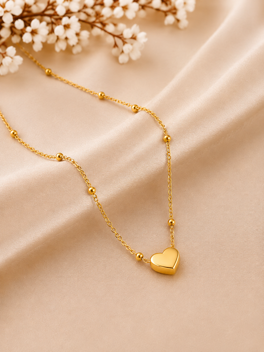 Golden Heart Beaded Necklace