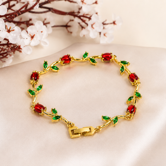 Red Green Tulip Bracelet