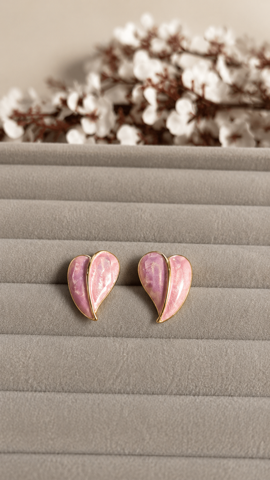 Pink Pearl Leaf Earrings