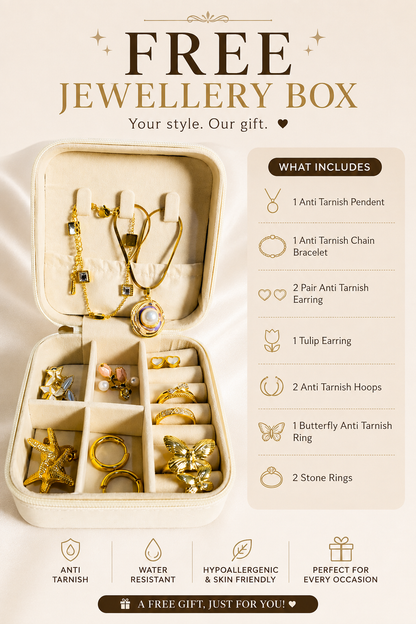 Anti Tarnish Jewellery Gift Box - free Organiser(10 items)