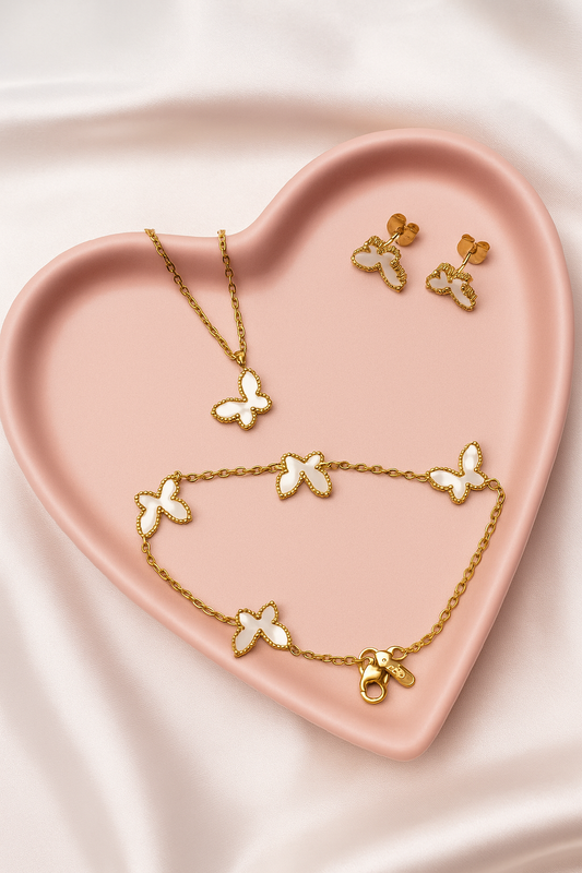 Beautiful Golden Butterfly Necklace Combo Set