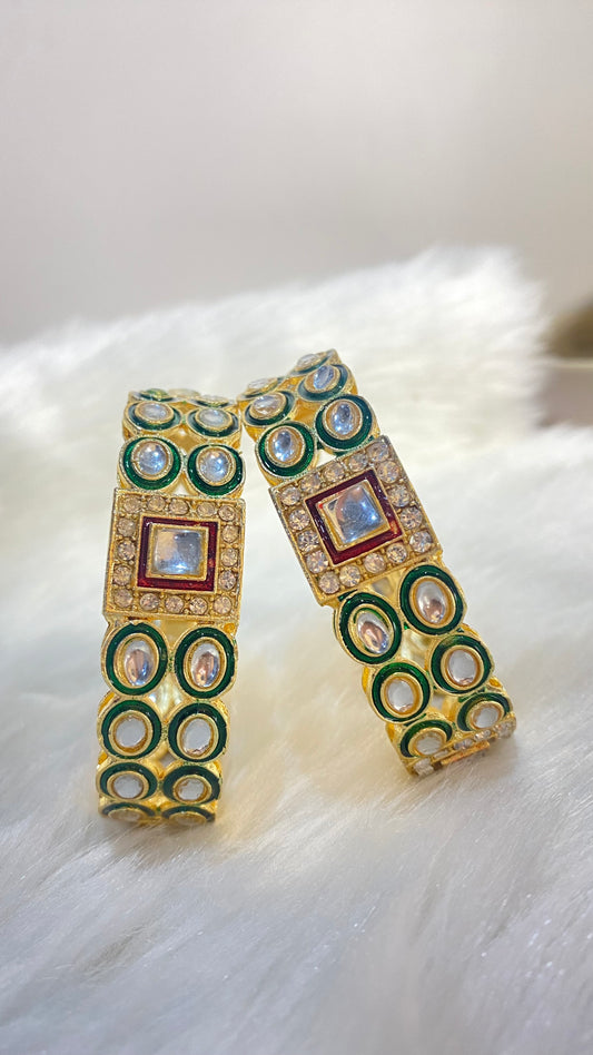 Green & Marron color stone Bangle