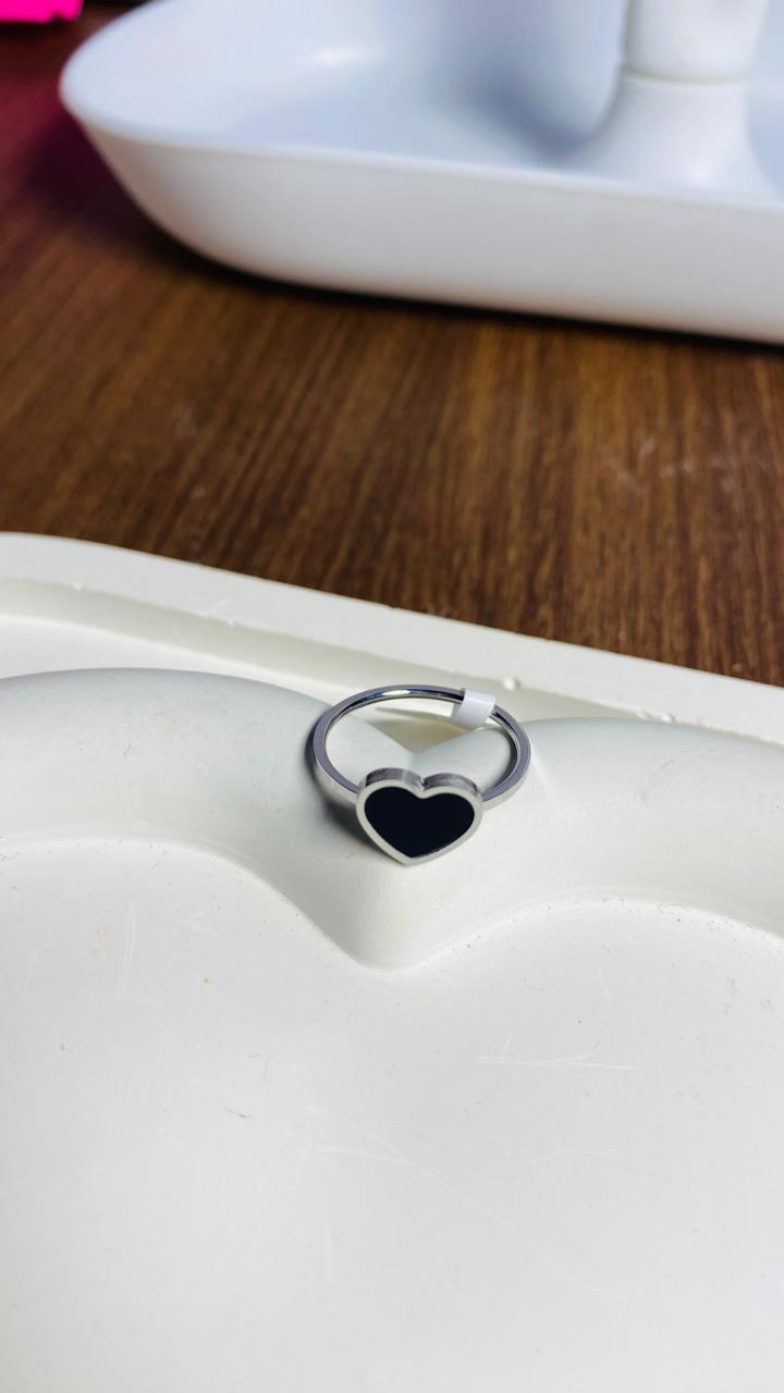 silver heart charm ring