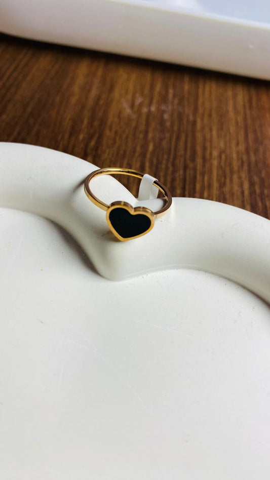 Golden heart charm ring