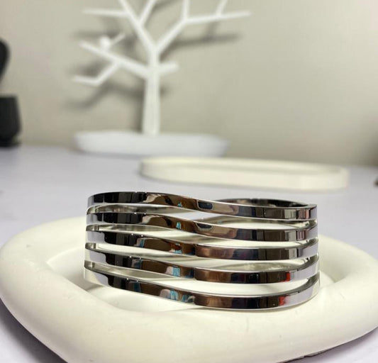 Silver Multi-Band Cuff Bracelet