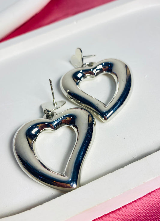 Heart Shape Silver Charm Earring