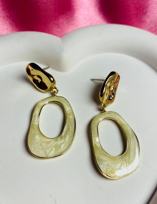 Modern Gold Oval Drop Earrings