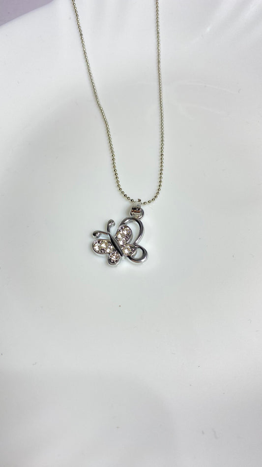 silver charm butterfly pendent