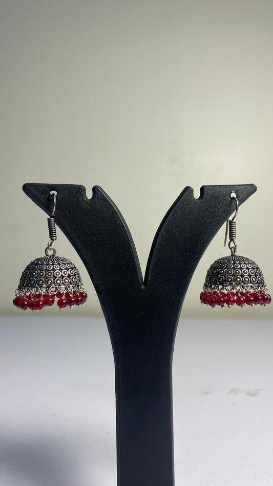 Red Oxidised Jhumka