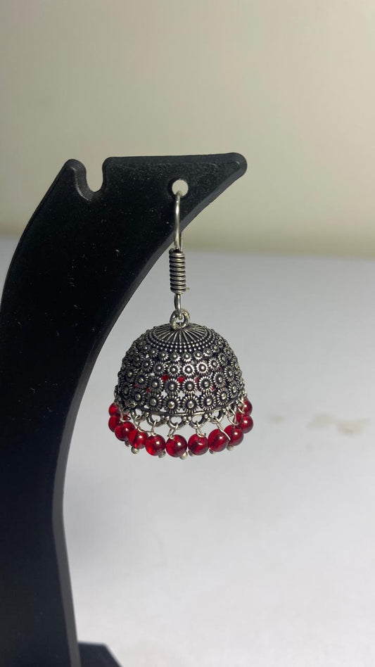 Red Oxidised Jhumka