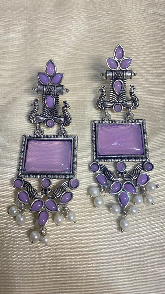 Purple Oxidised Earring