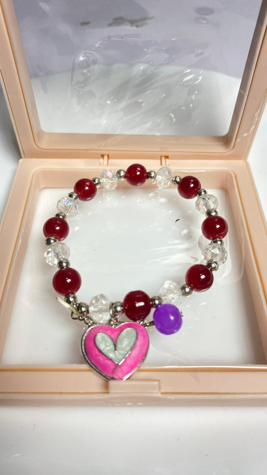 Beaded Bracelet with peacock earring