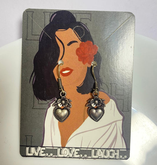Oxidised Heart Earring