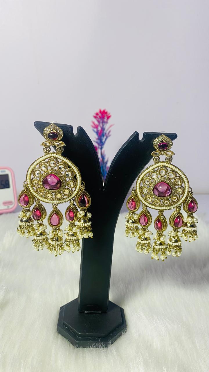 Ethnic Kashmiri Kundan Statement Earrings
