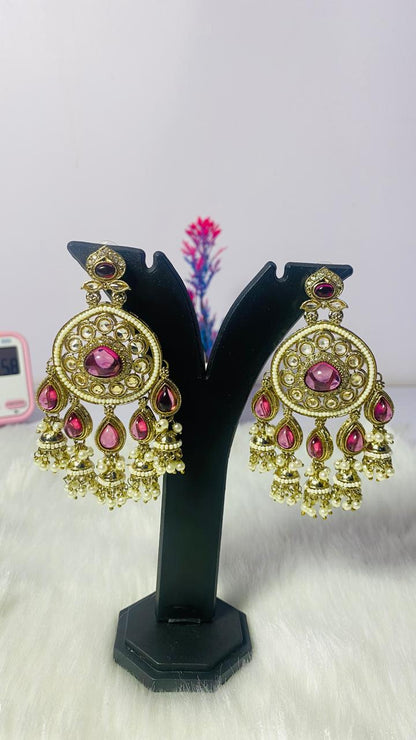 Ethnic Kashmiri Kundan Statement Earrings