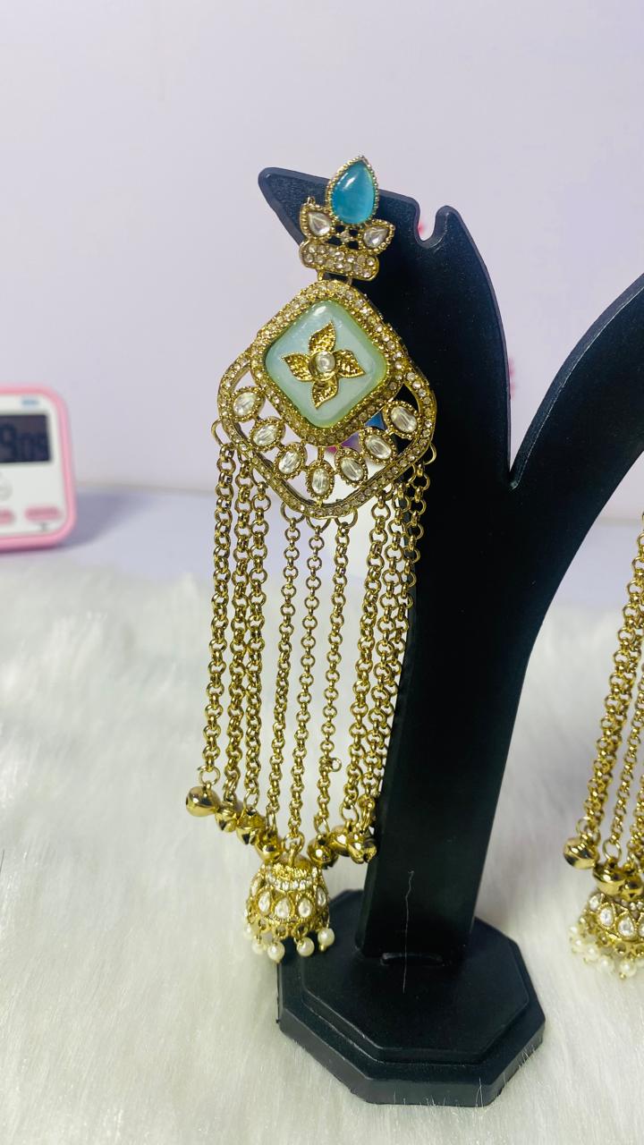 Traditional Kashmiri Long Pearl Jhumka Earrings