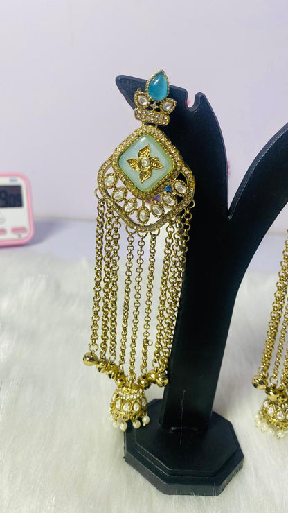 Traditional Kashmiri Long Pearl Jhumka Earrings