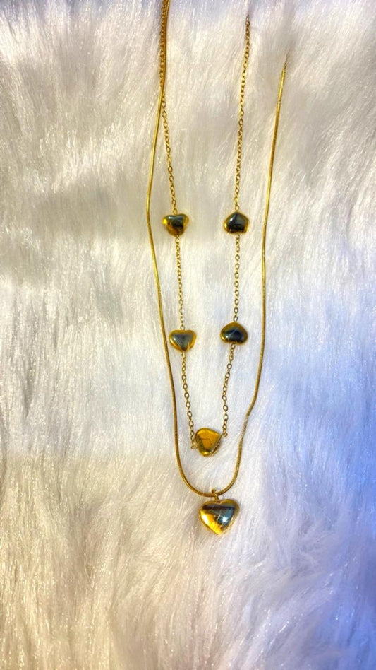 Charm Heart Love Double Layer Pendent