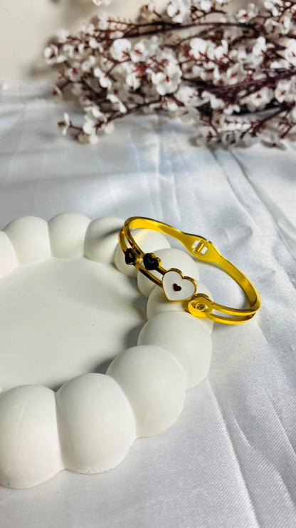 Black & White Heart Anti Tarnish Bracelet