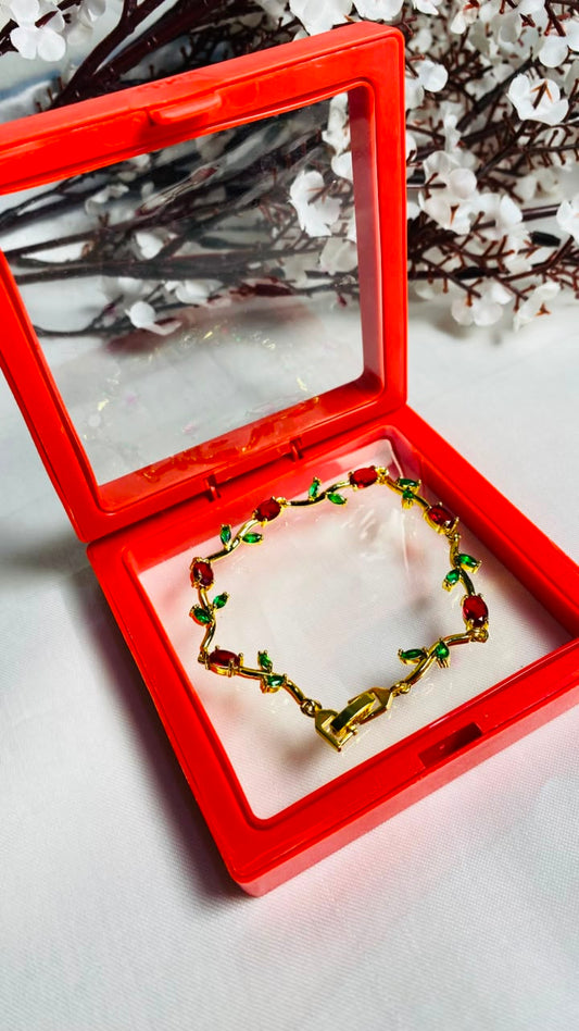 Red Green Tulip Bracelet