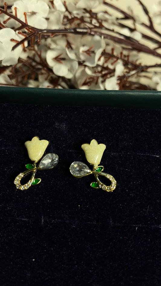 Golden Tulip Crystal Earrings