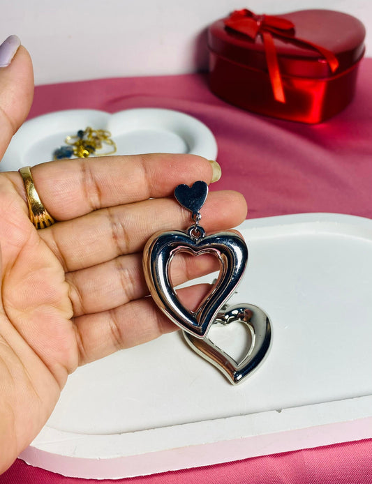 Heart Shape Silver Charm Earring