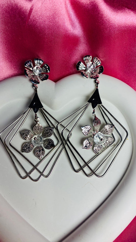 Floral  Silver Earrings