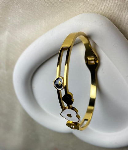 Gold Bracelet with Heart Charms