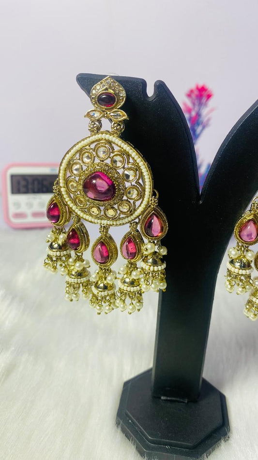 Ethnic Kashmiri Kundan Statement Earrings