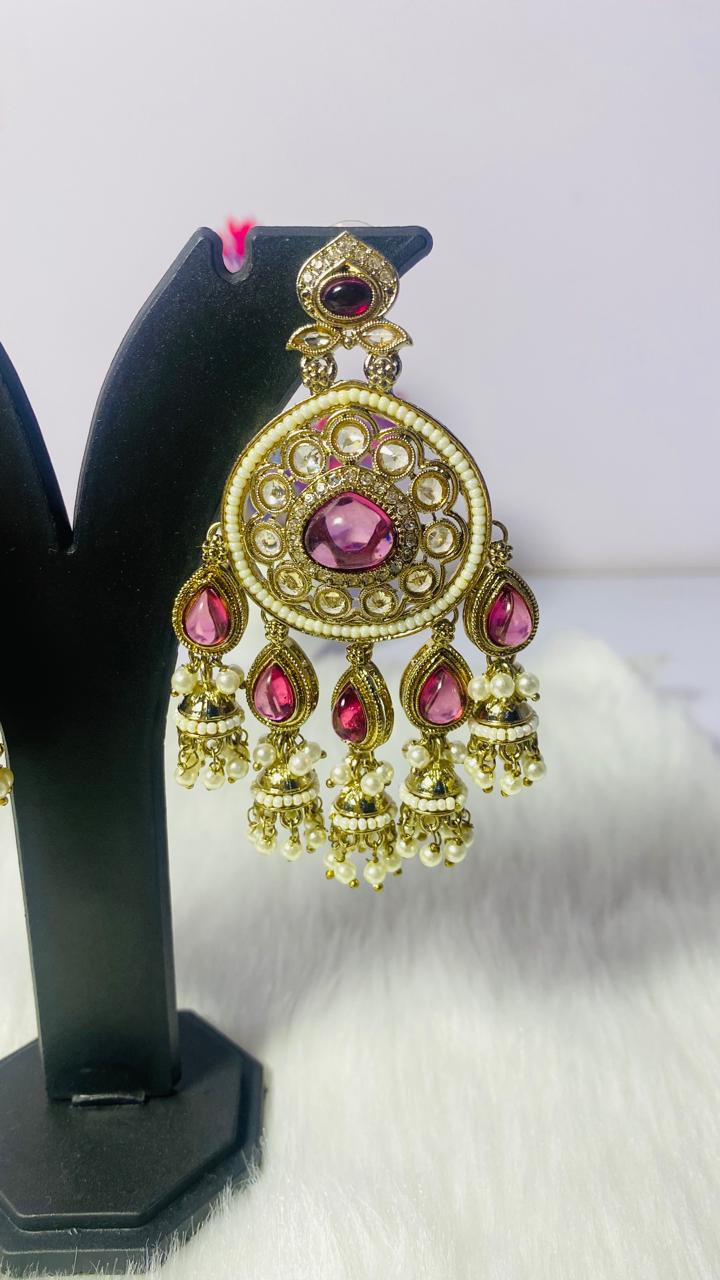 Ethnic Kashmiri Kundan Statement Earrings
