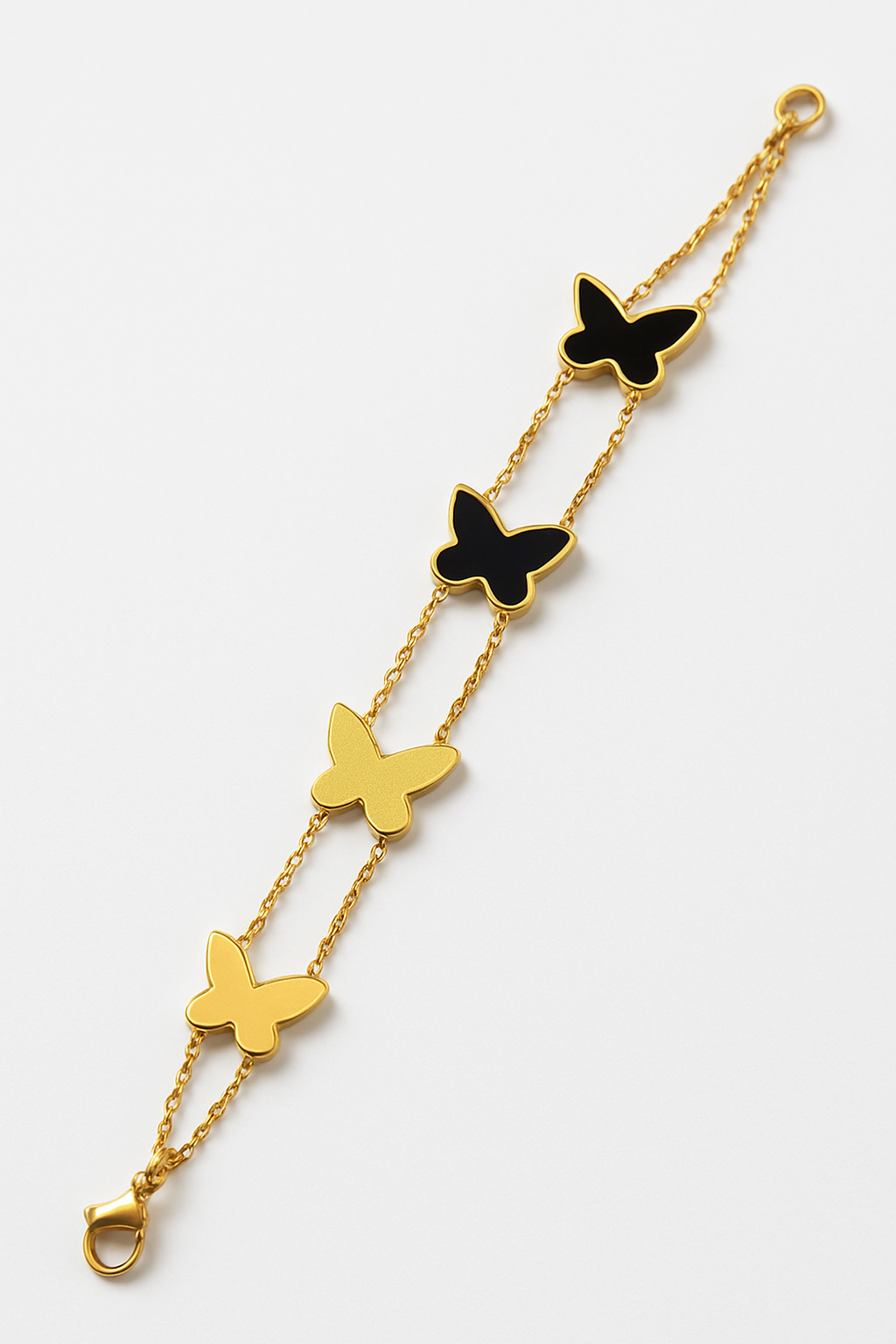 Black & Gold Butterfly Charm Bracelet