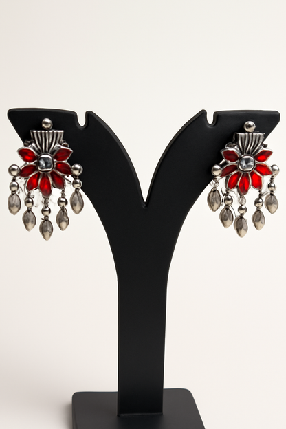 Floral Silver Earrings