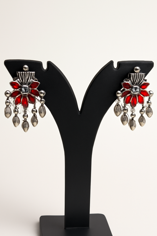 Floral Silver Earrings