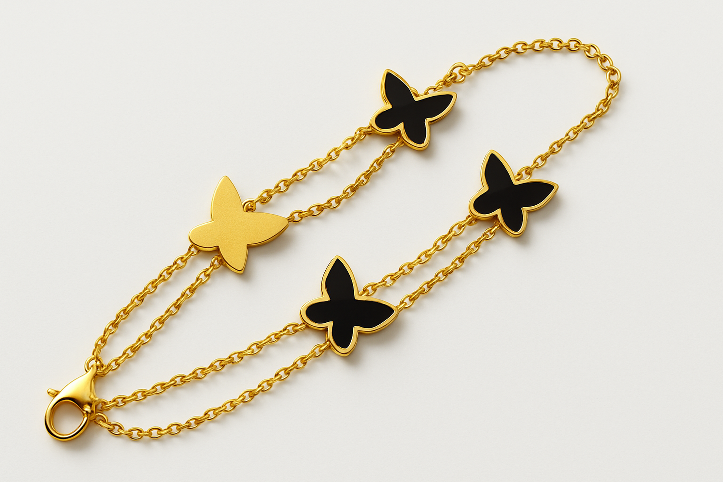 Black & Gold Butterfly Charm Bracelet